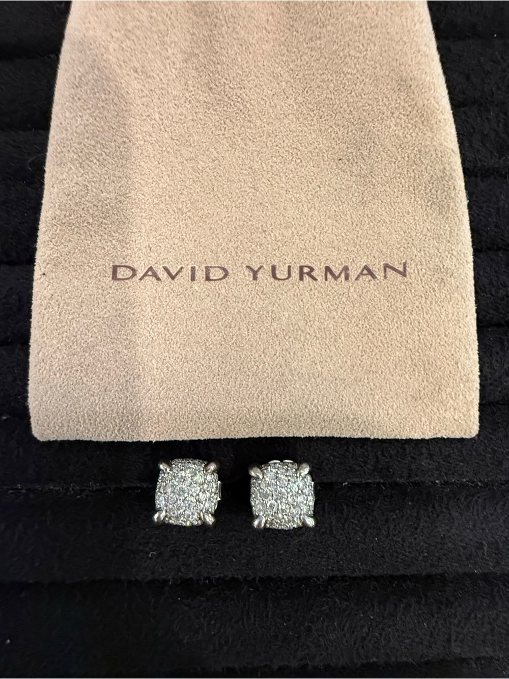 David Yurman Chatelaine Silver Diamond Pavé Square Stud Earrings 7mm